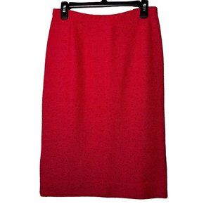 Red Vintage 50s knitted like knee length high waisted woolen mini pencil skirt